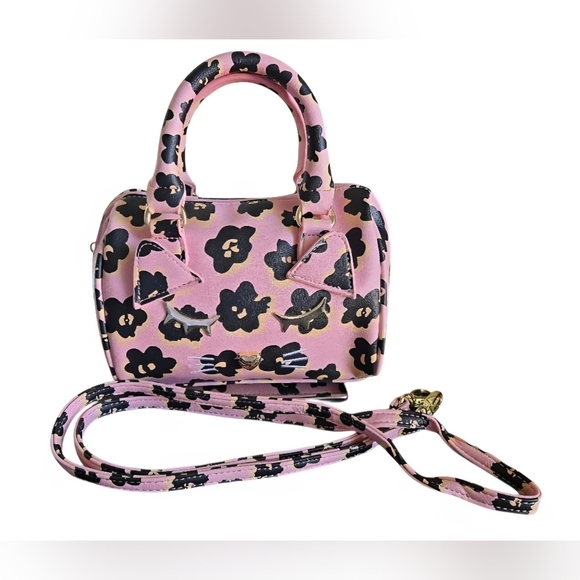 Betsey Johnson Cat Mini Bag in Pink and Black - Picture 1 of 10